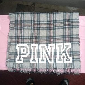 NEW PINK Victoria's Secret Blanket Scarf NEW Gray Plaid